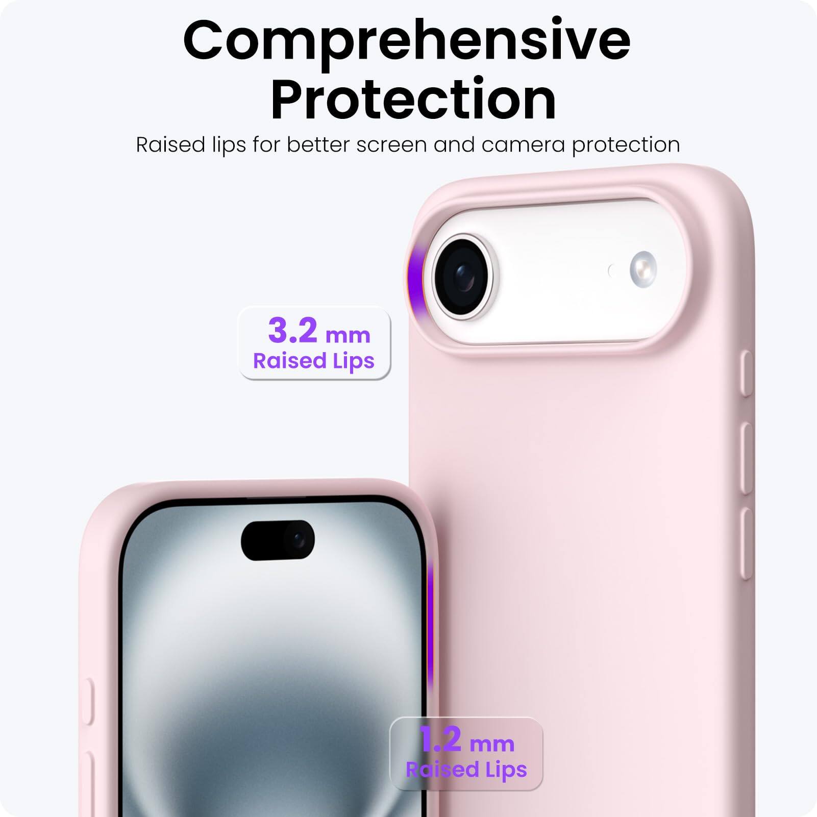 Comprehensive Protection

Raised lips for better screen and camera protection

3.2 mm Raised Lips

1.2 mm Raised Lips