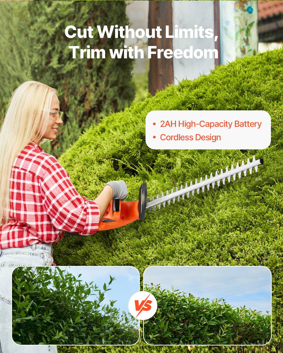 Cut Without Limits, Trim with Freedom

- 2AH High-Capacity Battery
- Cordless Design

VS