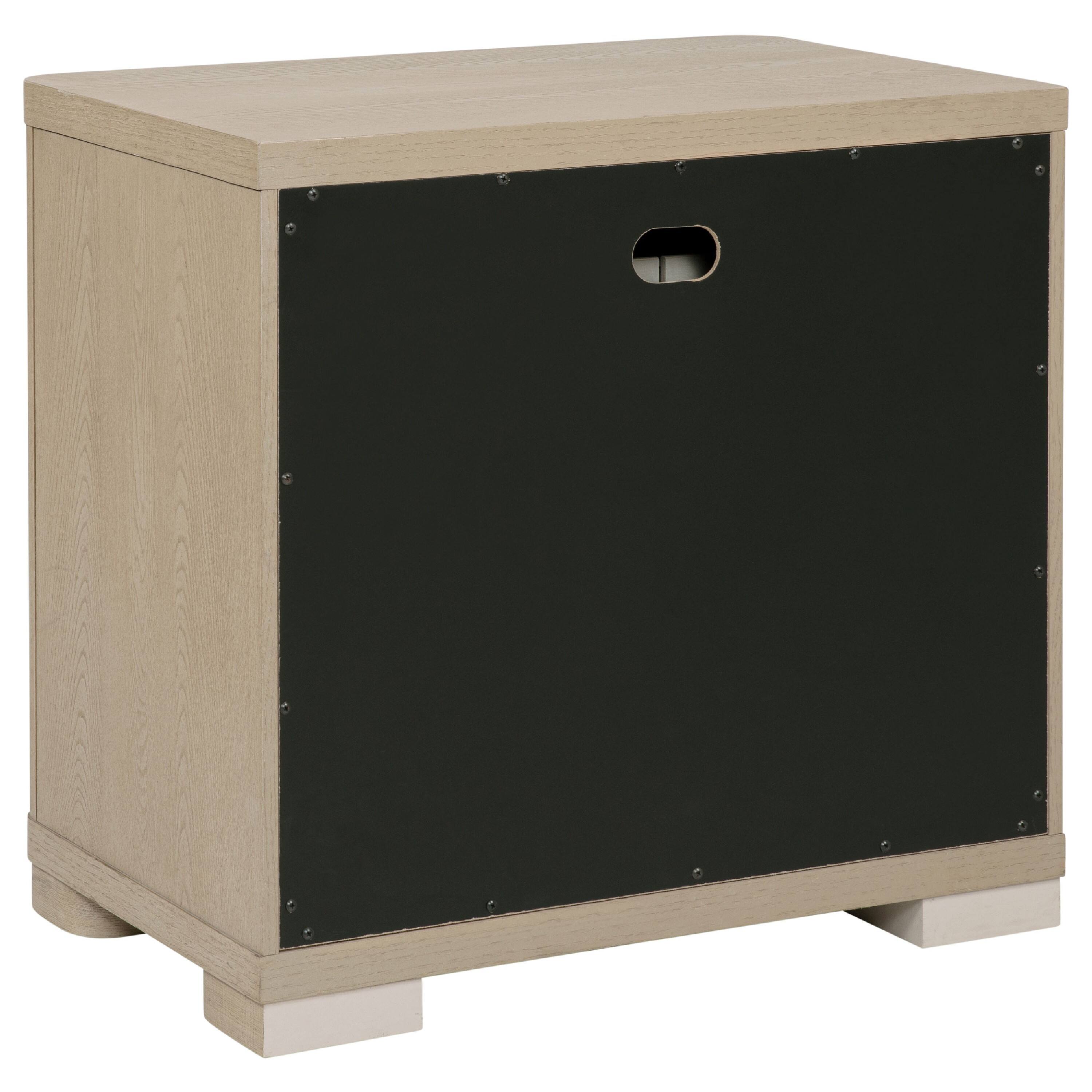 Alt View 2. Manhattan Lane - Saina Nightstand with 2 Drawers, Block Feet, Light Elm Wood 27 Inch - Light Elm Brown.