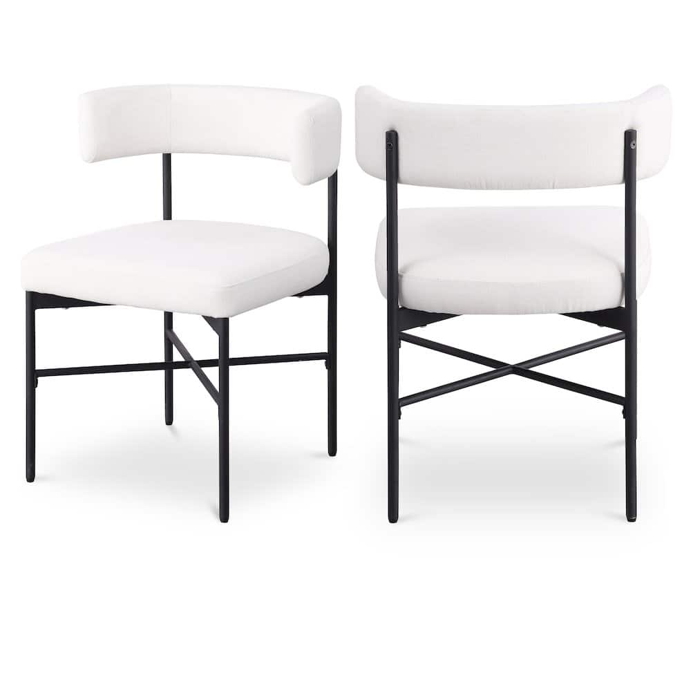 Meridian Furniture - Rivage Cream Durable Linen Textured Fabric Dining Chair, Set of 2 - Beige