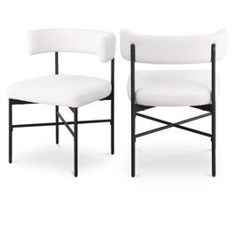 Meridian Furniture - Rivage Cream Durable Linen Textured Fabric Dining Chair, Set of 2 - Beige