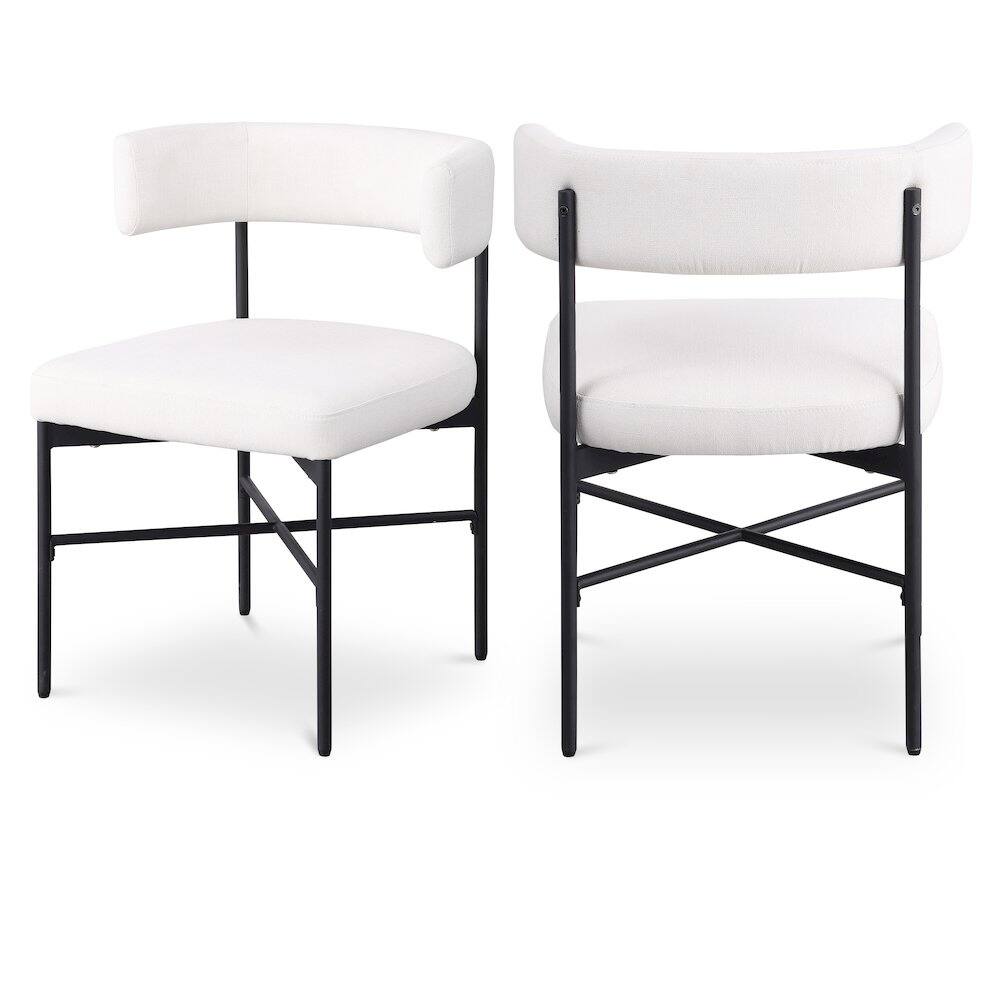 Front. Meridian Furniture - Rivage Cream Durable Linen Textured Fabric Dining Chair, Set of 2 - Beige.