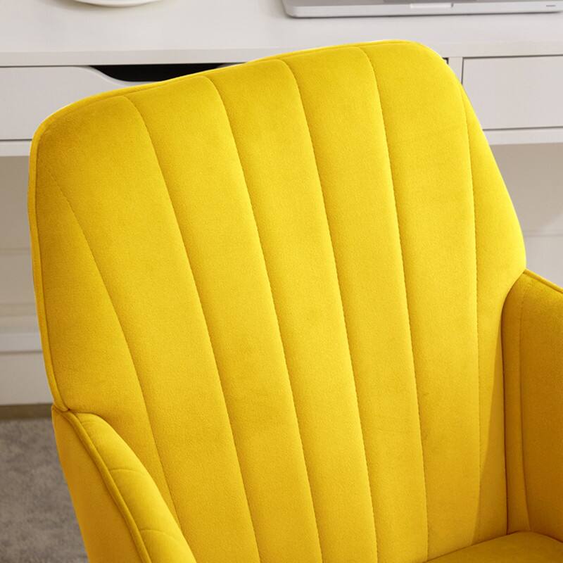 Alt View 4. HTUTWOO - Office Chair- Ergonomic,Adjustable, Gold Base, Wide Backrest,for Office, Bedroom, Ideal for Professionals, Students - Yellow.