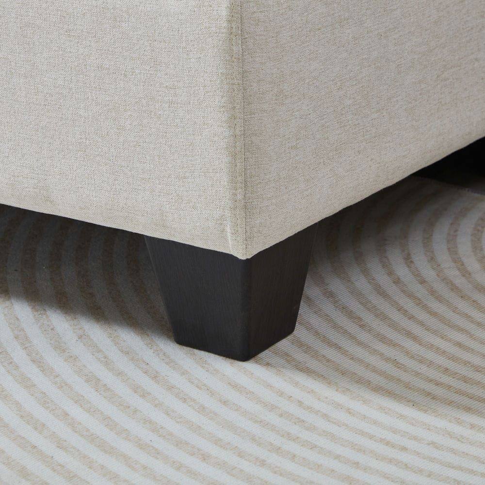 Back. Resenkos - 86" L-Shaped Sectional with Ottoman, 3-Seater Linen Sofa with Armrest Organizer, Beige - Beige.