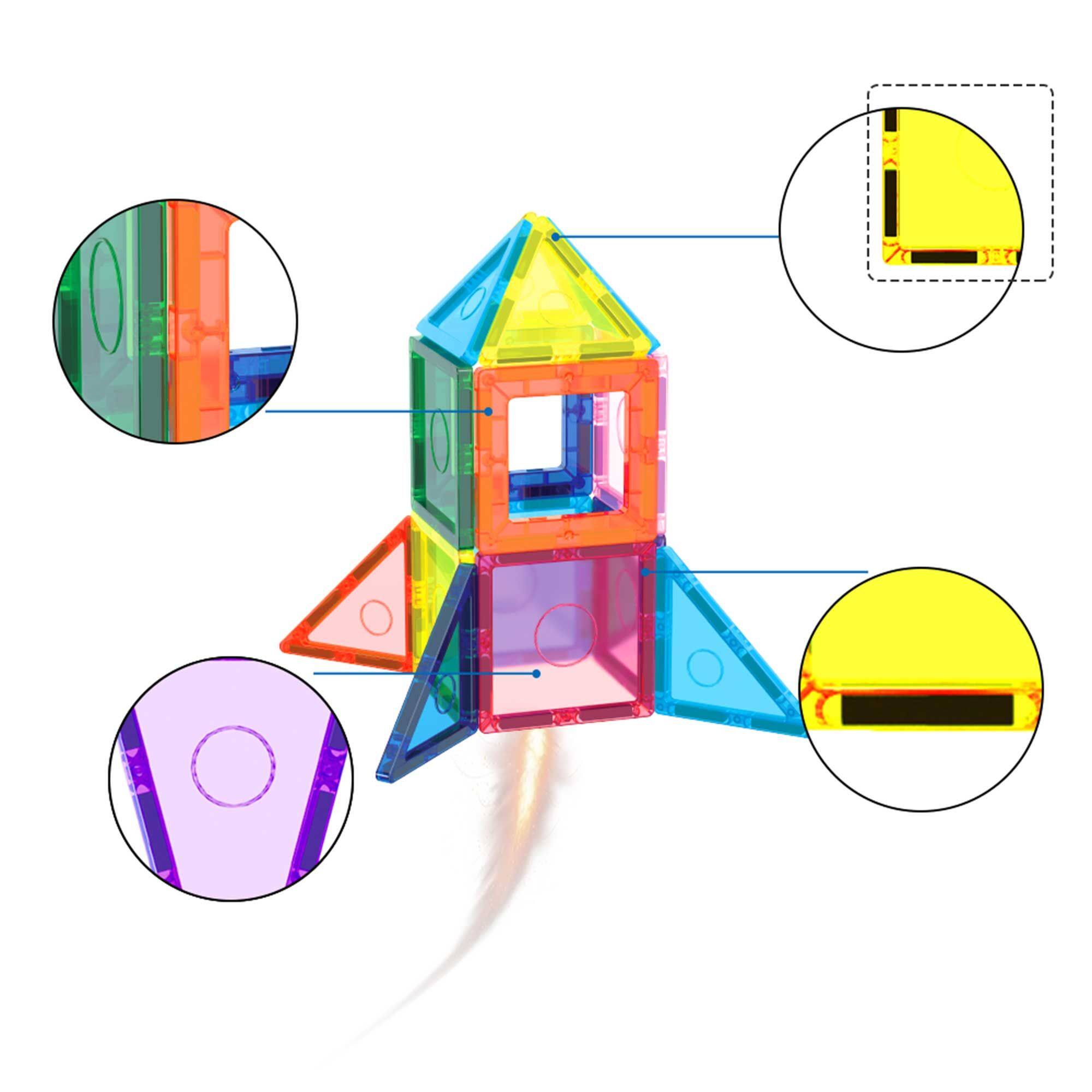 Alt View 4. Everplay - Everplay Magnetic Tiles For Kids, 110PCS Construction STEM Building Blocks Educational Toy - Multicolor.