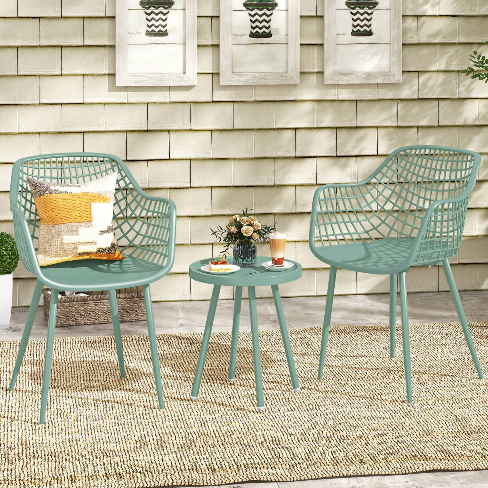 Alt View 1. Costway - Costway 3 Piece Patio Bistro Set All Weather Heavy Duty Table and Chairs Set of 2 - Green.