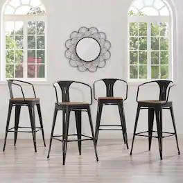 Promenade Bar Stool Set of 4 by Modway - Black