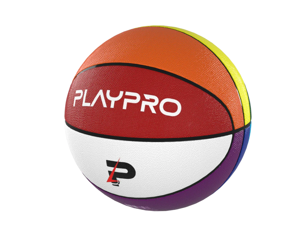 Left. PlayProCo - Premium Rubber Basketball for Kids and Adults - Multicolored.