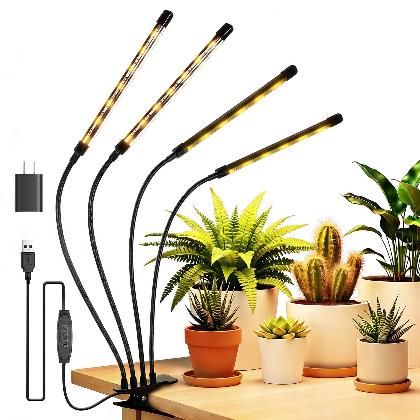 Neewer - Entry Level Four Bar Grow Light, Full Spectrum, 160 LEDs, Timer, Dimmable, N30 - Black