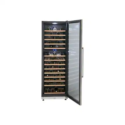 Front. Avanti - Designer Series 154-Bottle Dual Zone Wine Cooler - Stainless steel.