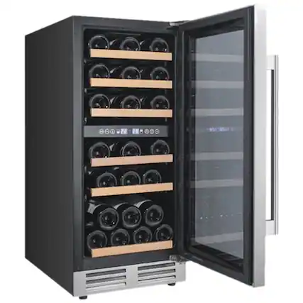 Front. Avanti - Designer Series 28-Bottle Dual Zone Wine Cooler - Stainless steel.