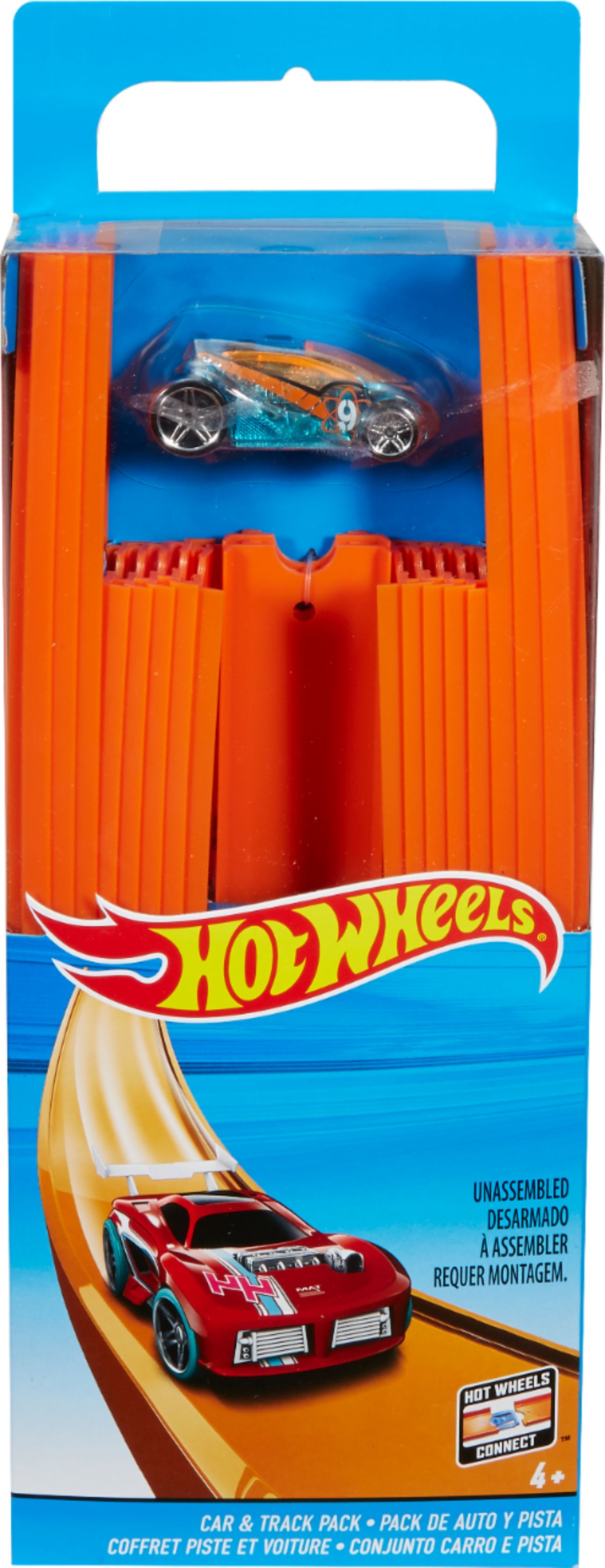 Orange Hot Wheels Builder Straight Track Pack 4 12in Pieces & Connectors for sale online 