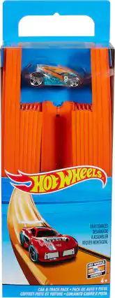 Front. Hot Wheels - Hot Wheels Track Builder Straight Track with Car - Orange/Blue.