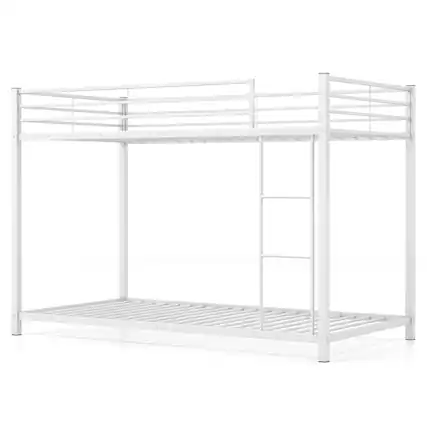 Front. Costway - Costway Metal Bunk Bed Twin over Twin Low-Profile Bunk Bed Frame with Full Length Guardrail & Ladder Space-saving - White.