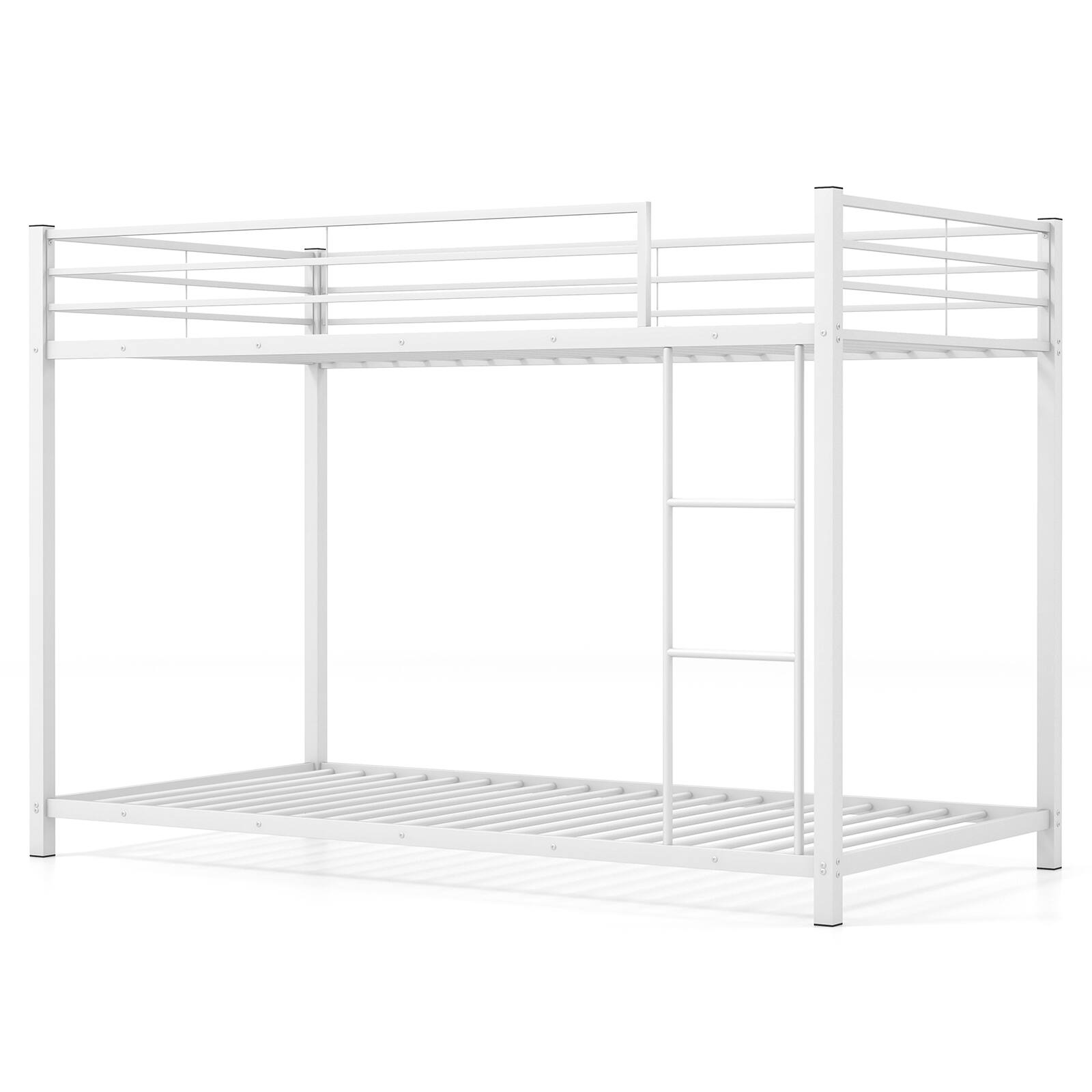 Alt View 9. Gymax - Gymax Twin Over Twin Bunk Bed Frame Platform W/Guard Rails & Side Ladder White - White.