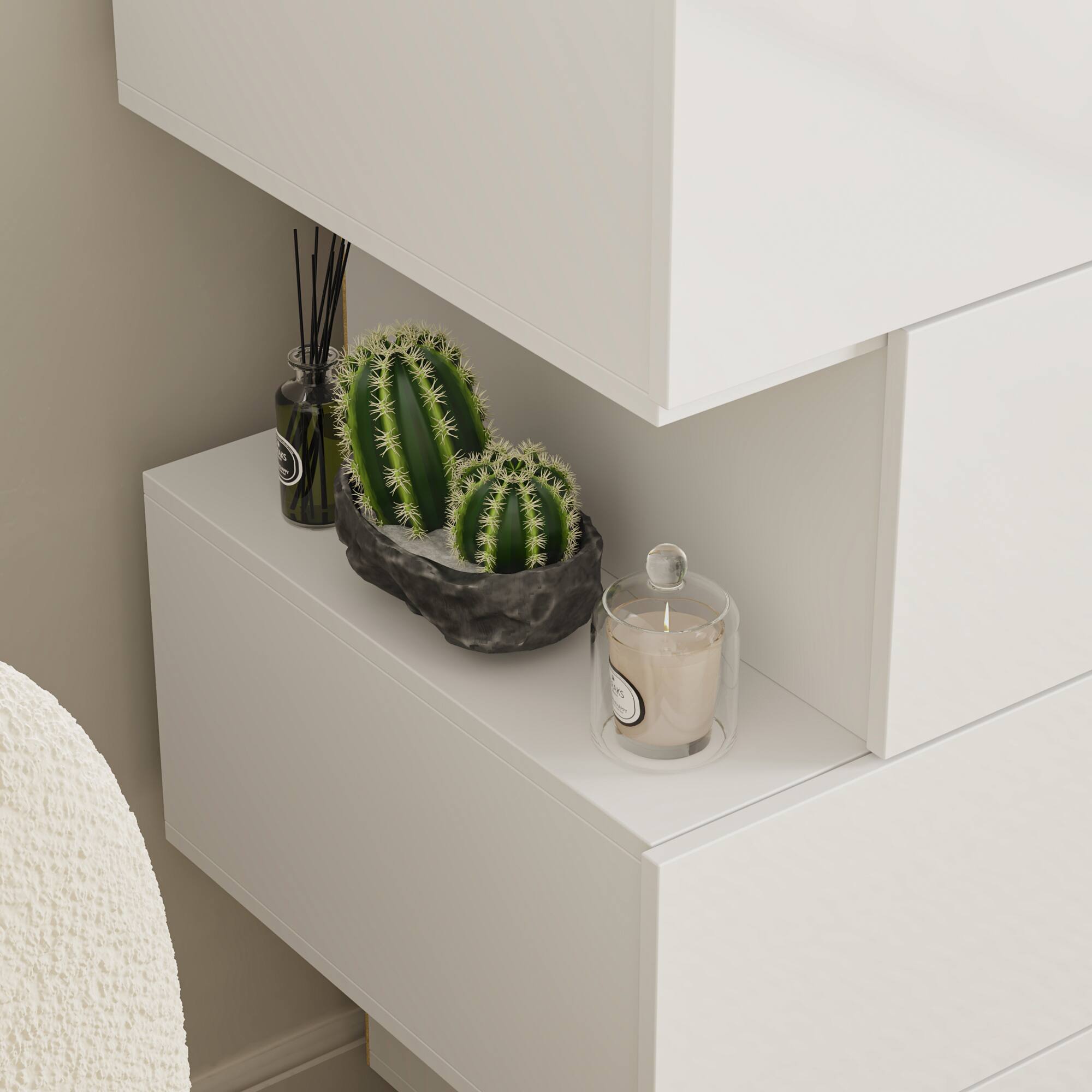 Alt View 4. FUFU & GAGA - FUFU&GAGA Staggered Storage Chest: Modern Minimalist Organizer - White.