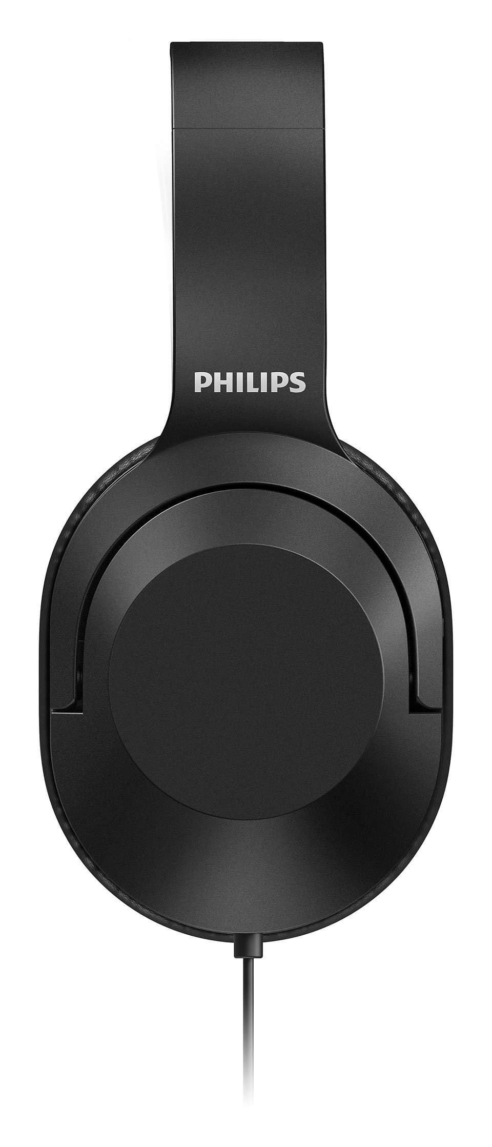 Alt View 5. Philips - Wired Over-Ear Stereo Headphones 40mm Neodymium Drivers, 2m Cable, Passive Noise Isolation, Lightweight Adjustable Hea.. - Black.