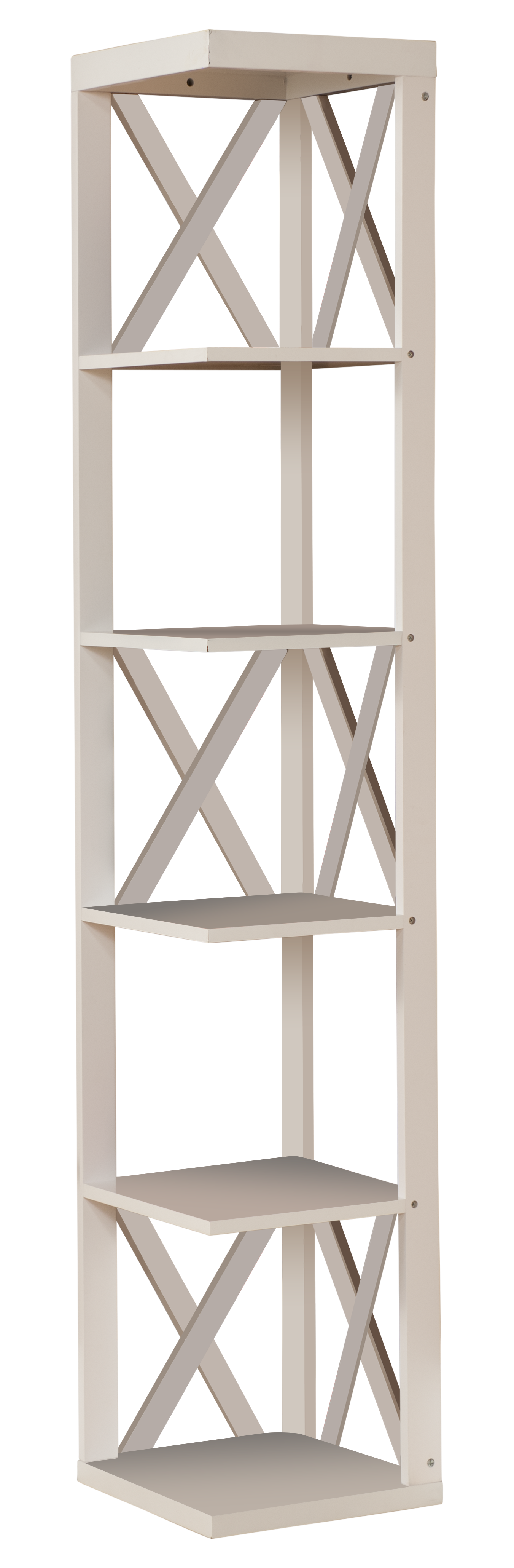 Kings Brand Furniture - Whiteley Wood Wall Corner 5 Tier Bookshelf Display Stand - White