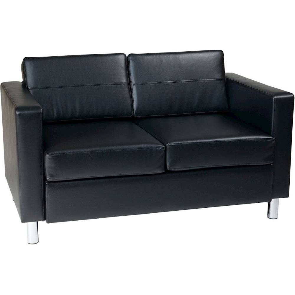 Angle View: WorkSmart - Ave Six Pacific Vinyl Loveseat - Black