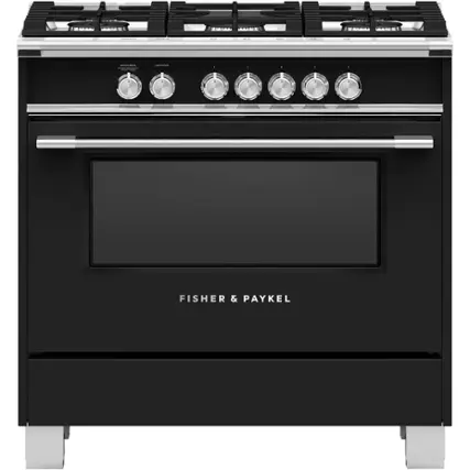 Front. Fisher & Paykel - 4.9 Cu. Ft. Freestanding Gas Convection Range - Black.