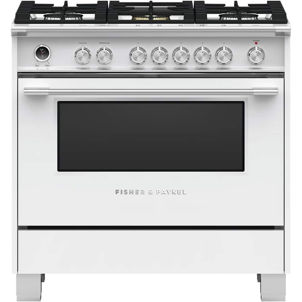 Front. Fisher & Paykel - 4.9 Cu. Ft. Self-Cleaning Freestanding Dual Fuel Convection Range - White.