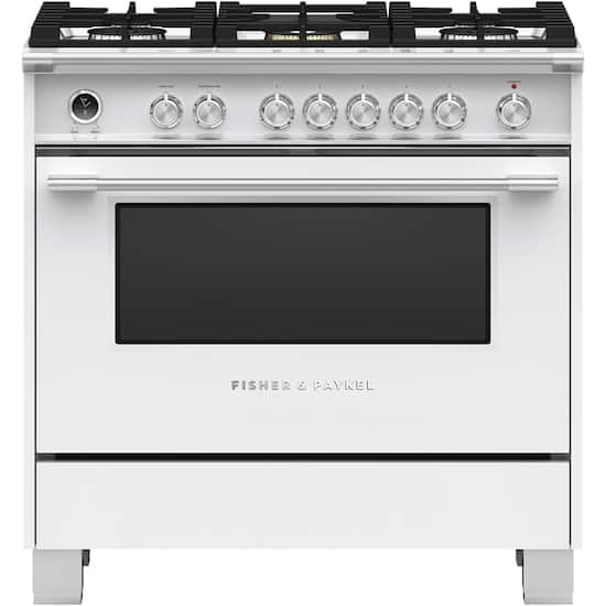 Fisher Paykel 4 9 Cu Ft Self Cleaning Freestanding Dual Fuel Convection Range White Or36scg6w1 Best Buy