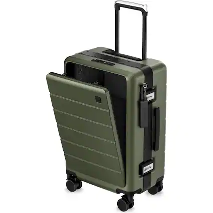 Front. LUGGEX - LUGGEX 21" Zipperless Carry On Front Laptop TSA Lock Spinner Suitcase 38L for Business Travel - ZX-Pro - Green.