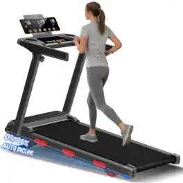 EviTrend - Q1F 16% Auto Incline Treadmill, Folding Treadmill for Home, 0.6-7.5 MPH 3.0 HP Quiet Motor, Portable Exercise Treadmill - Black