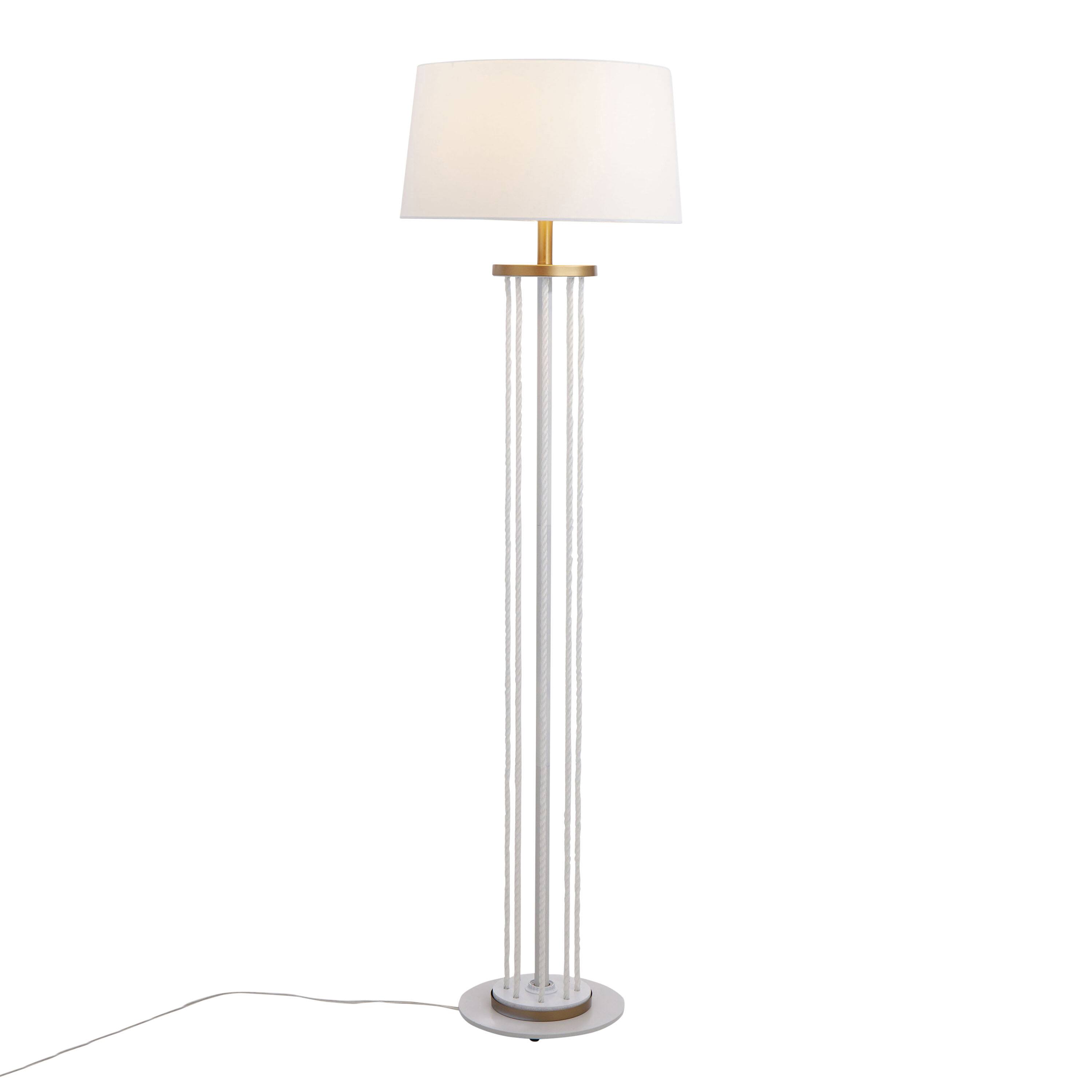 Angle. Loheer - Loheer Rope Floor Lamp Natural Wood and White Metal Nautical Standing Light for Coastal Living Room Decor 62 Inch Tall - Natural.