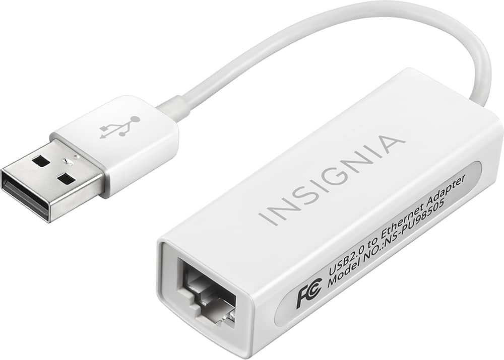 Front. Insignia™ - USB 2.0-to-Ethernet Adapter - White.