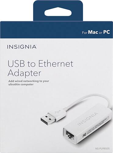 Alt View 1. Insignia™ - USB 2.0-to-Ethernet Adapter - White.