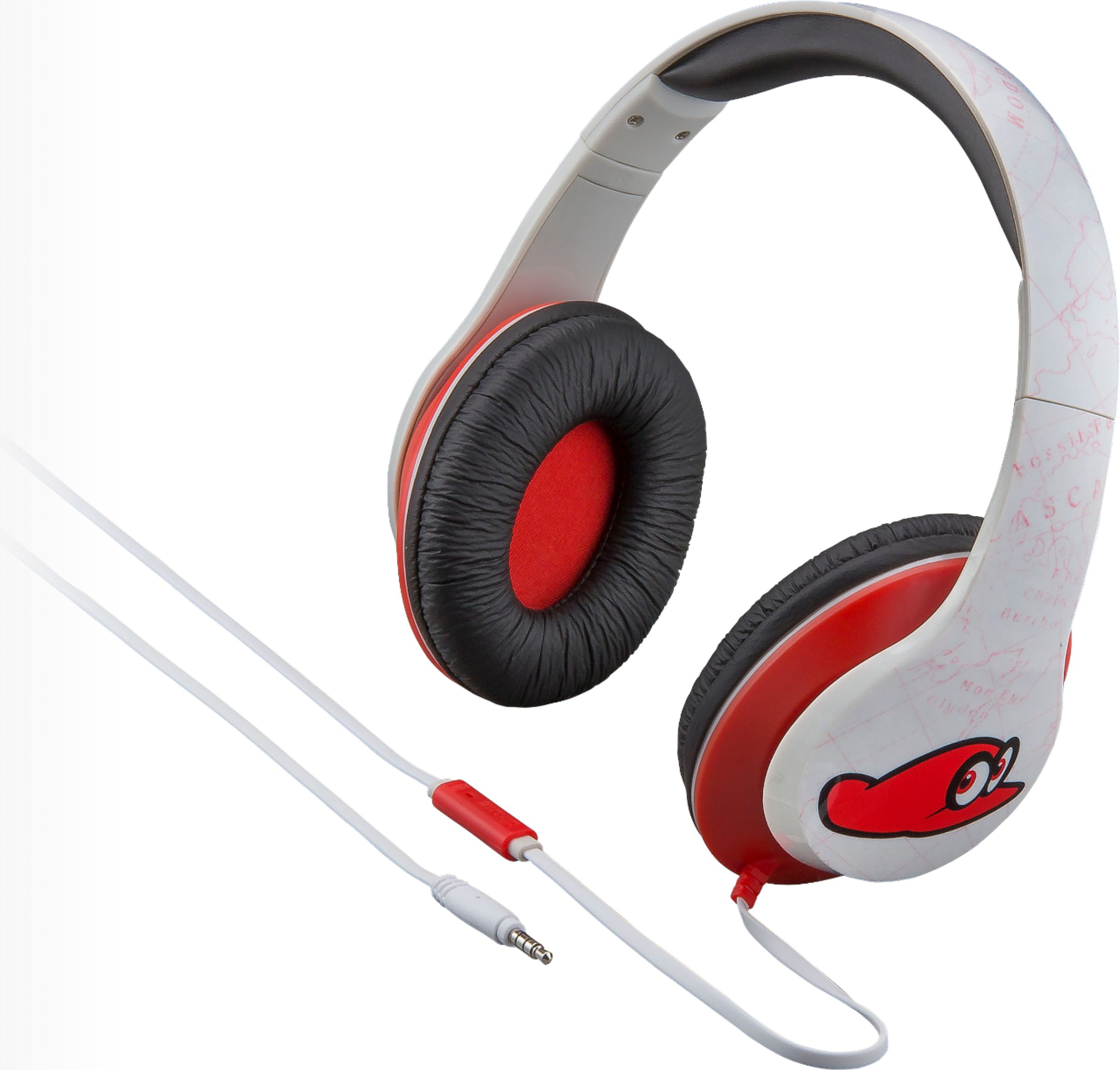Left View: KIDdesigns - eKids Mario Co Branded Headphones - White