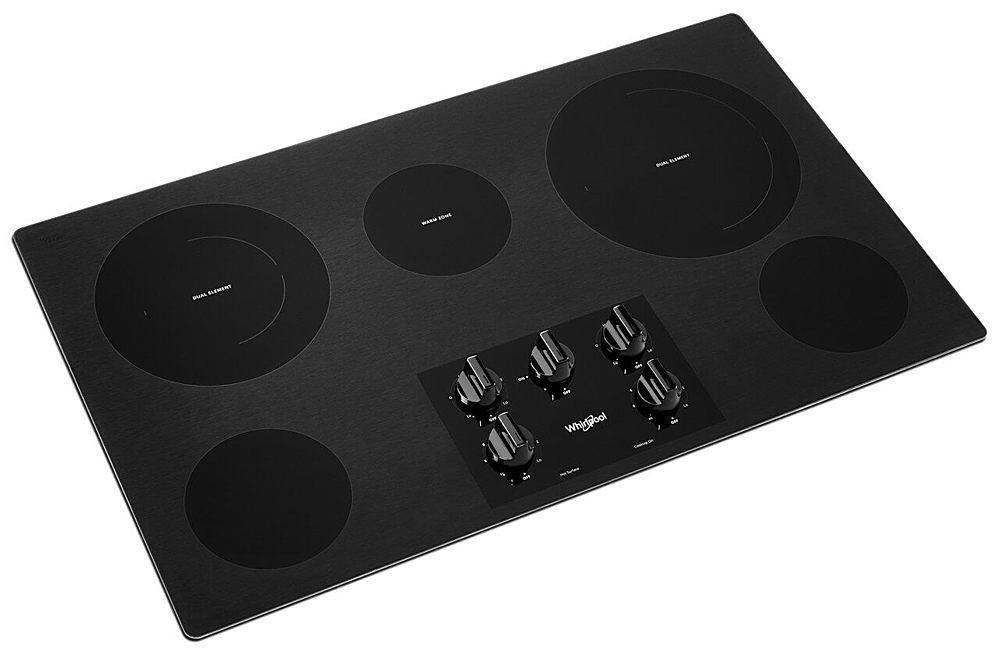 Angle View: Whirlpool - 36" Electric Cooktop - Black