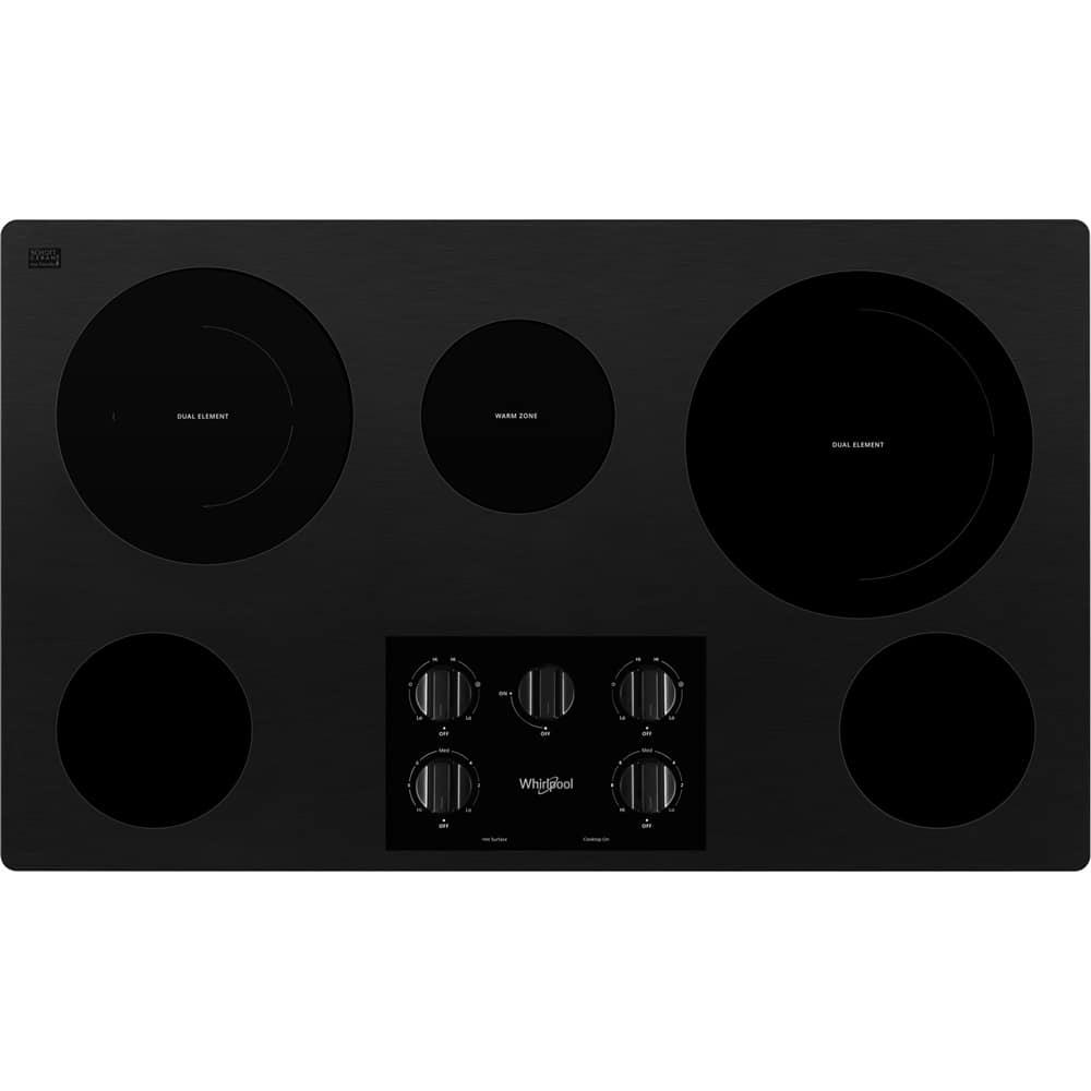 Front. Whirlpool - 36" Electric Cooktop - Black.