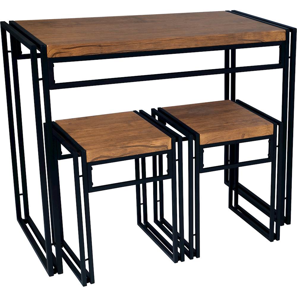 Angle View: ürb SPACE - Urban Small Dining Table Set - Black With Brown