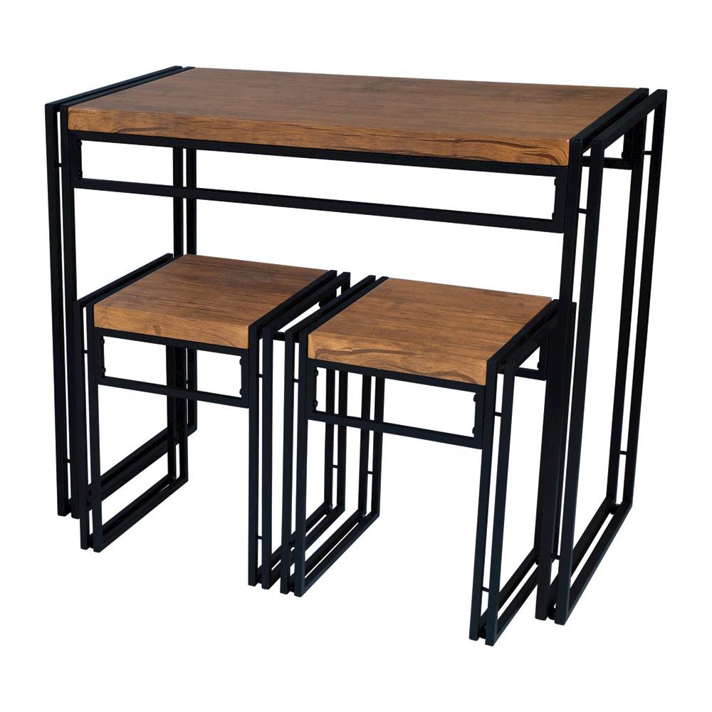 Left View: ürb SPACE - Urban Small Dining Table Set - Black With Brown