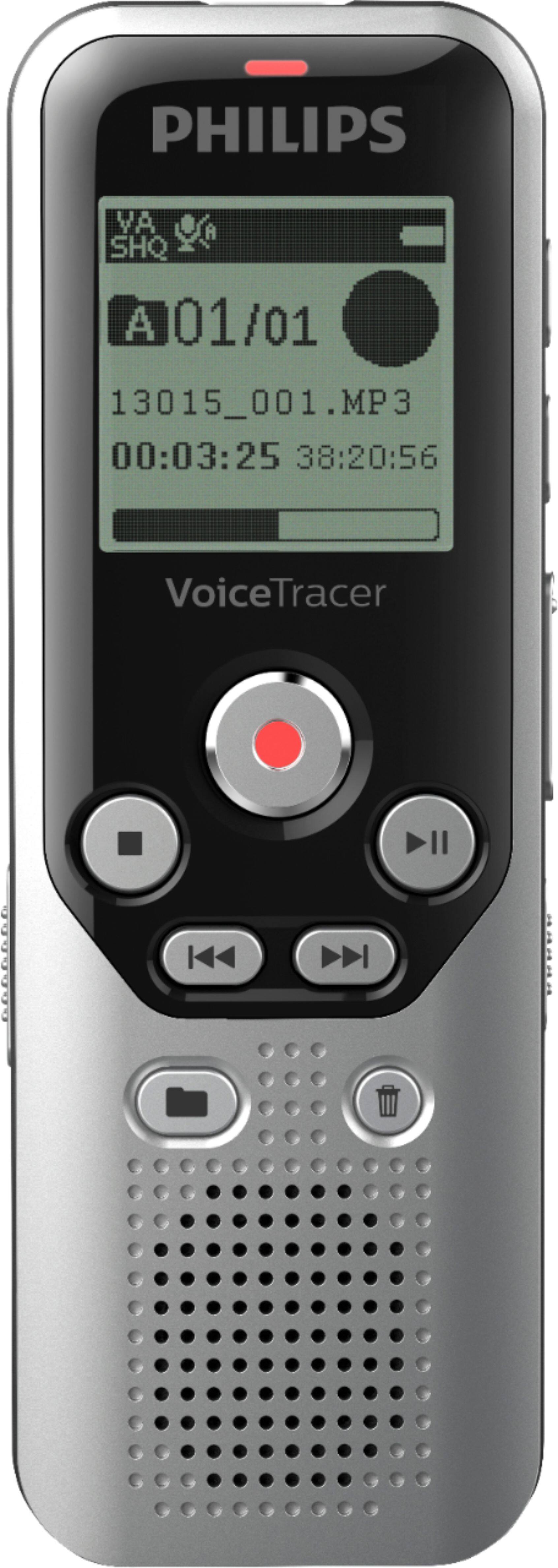 Front. Philips - VoiceTracer Digital Voice Recorder 8GB DVT1250 - Dark Silver & Black.