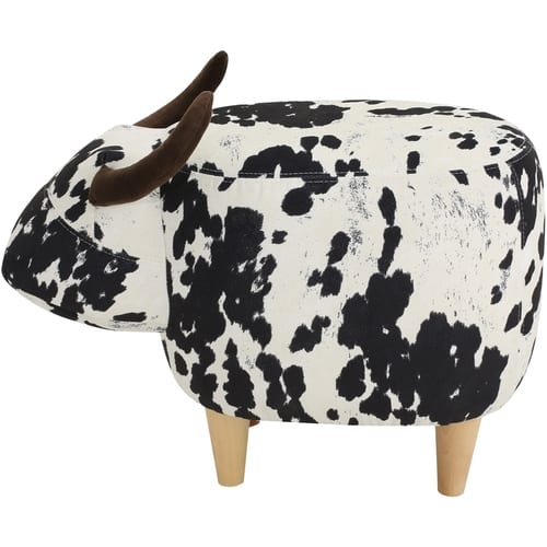 Noble House - Petra Cow Ottoman - Black & White