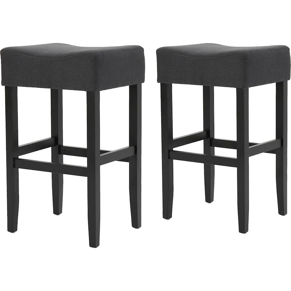 Left View: Noble House - Perryton Backless Barstools (Set of 2) - Dark Charcoal