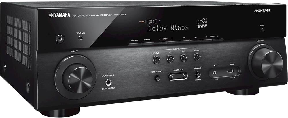 Left View: Yamaha - AVENTAGE 7.2-Ch. Bluetooth Capable HDR Compatible A/V Home Theater Receiver - Black
