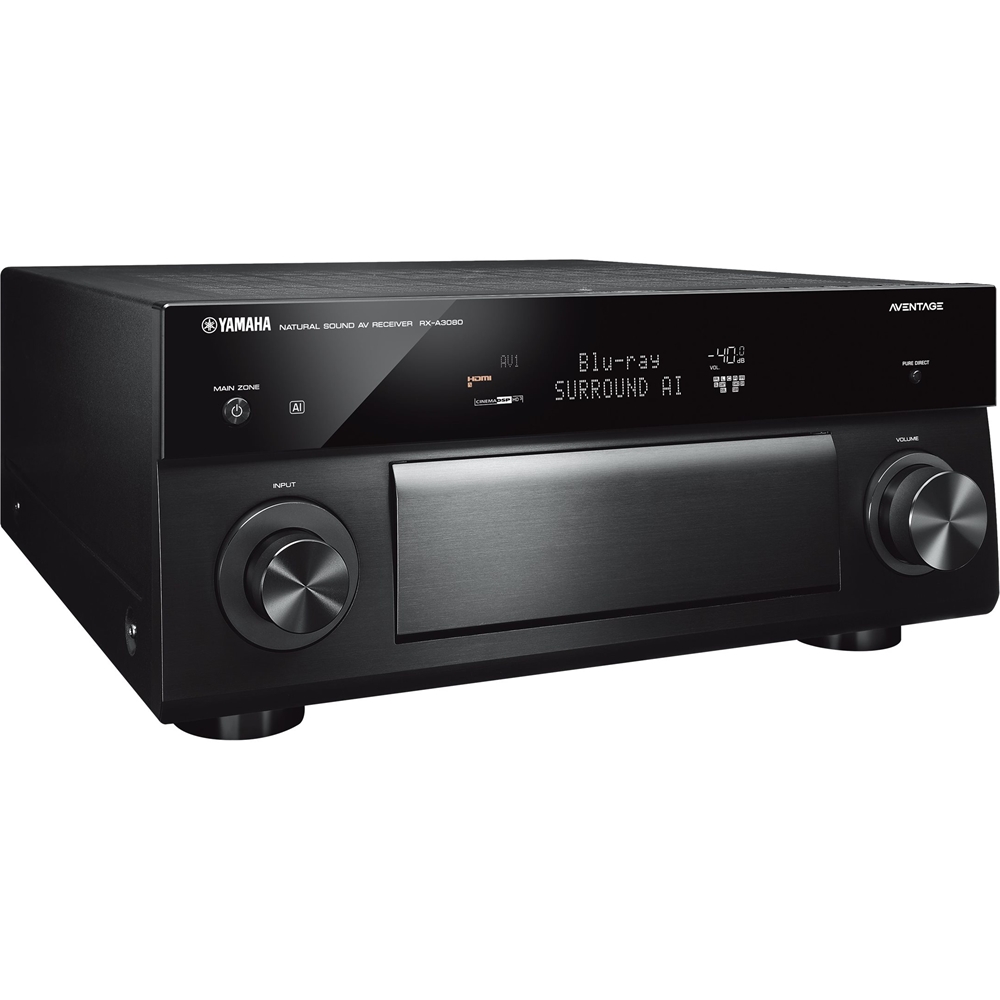 Left View: Yamaha - AVENTAGE 9.2-Ch. Bluetooth Capable 4K Ultra HD HDR Compatible A/V Home Theater Receiver with Amazon Alexa Built-in - Black