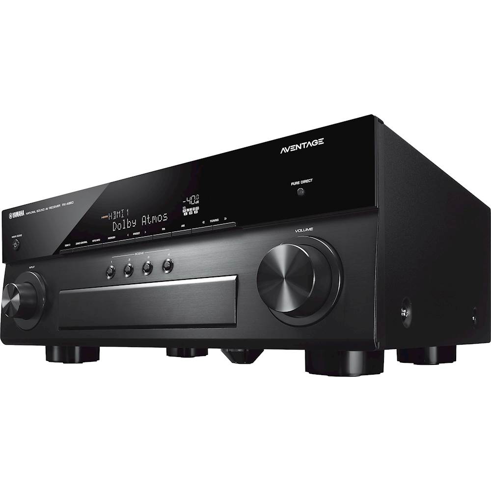 Left View: Yamaha - AVENTAGE 700W 7.2-Ch. Bluetooth Capable with Dolby Atmos 4K Ultra HD HDR Compatible A/V Home Theater Receiver - Black
