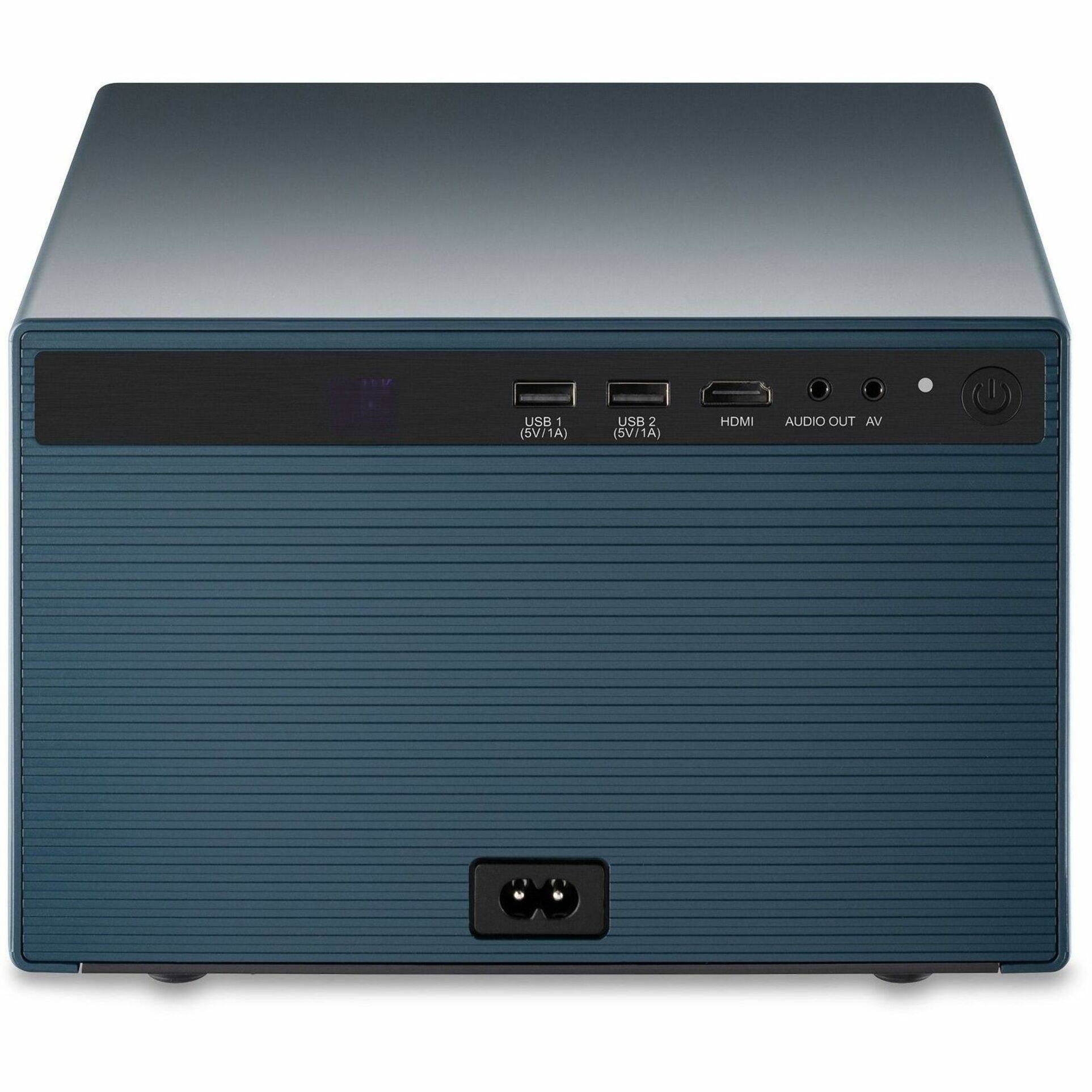 The text on the image reads: "USB 1 (SV/1A) USB 2 (SV/1A) HDMI AUDIO OUT VA." This text is describing the ports available on the computer tower. There are two USB ports (USB 1 and USB 2), an HDMI port, and an audio out port.