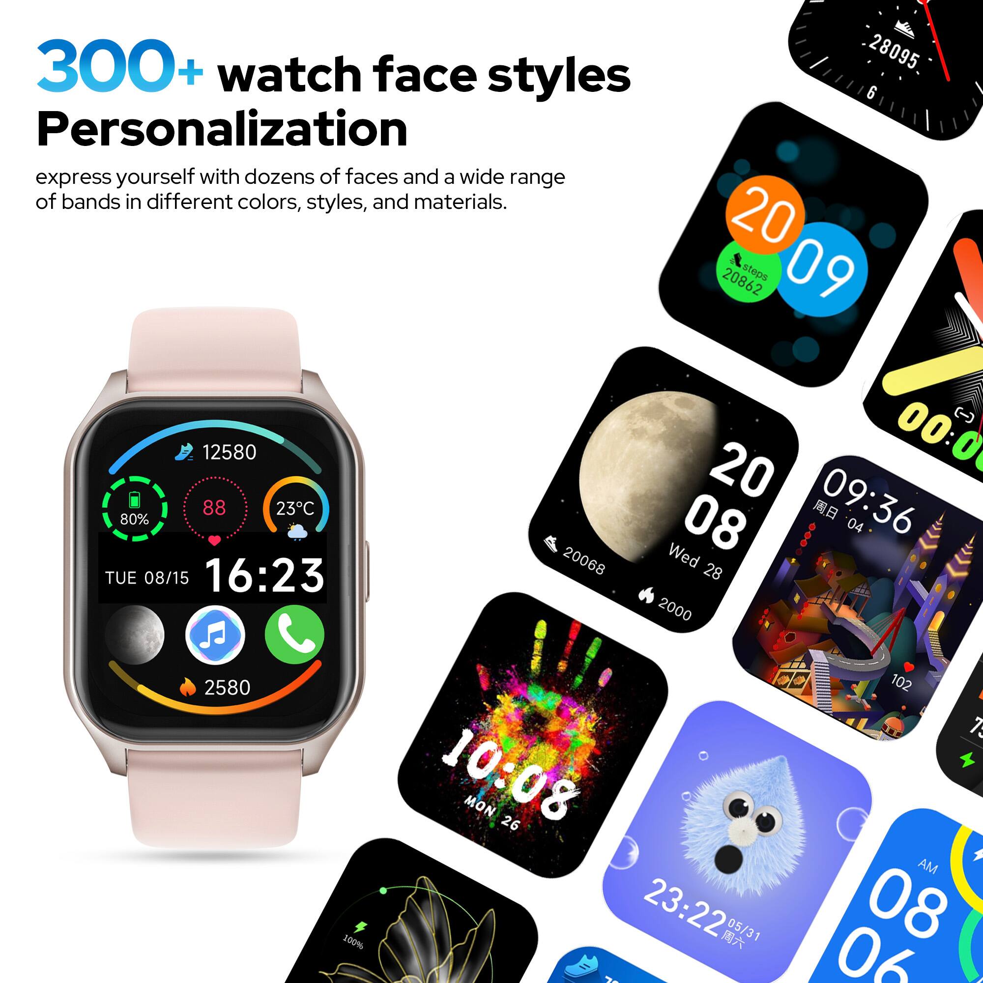 300+ watch face styles  
Personalization  
Express yourself with dozens of faces and a wide range of bands in different colors, styles, and materials.