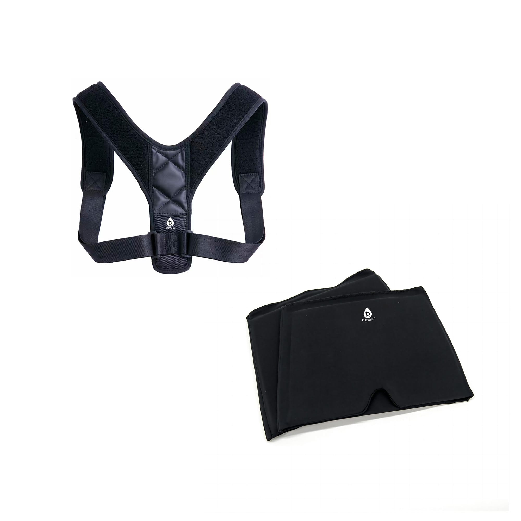 Pursonic - Ultimate Wellness Bundle: Brace Posture Corrector & Migraine Relief Cap - Black