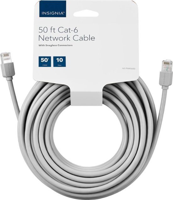 Alt View Zoom 1. Insignia™ - 50 foot Cat-6 Ethernet Cable - Gray.