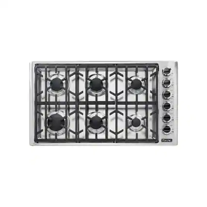 Front. Viking - Professional 5 Series 36.7" LP Gas Cooktop - Stainless Steel.
