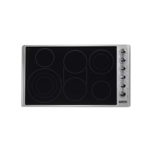 Front. Viking - Professional 5 Series 36" Electric Cooktop - Stainless Steel/Black Glass.