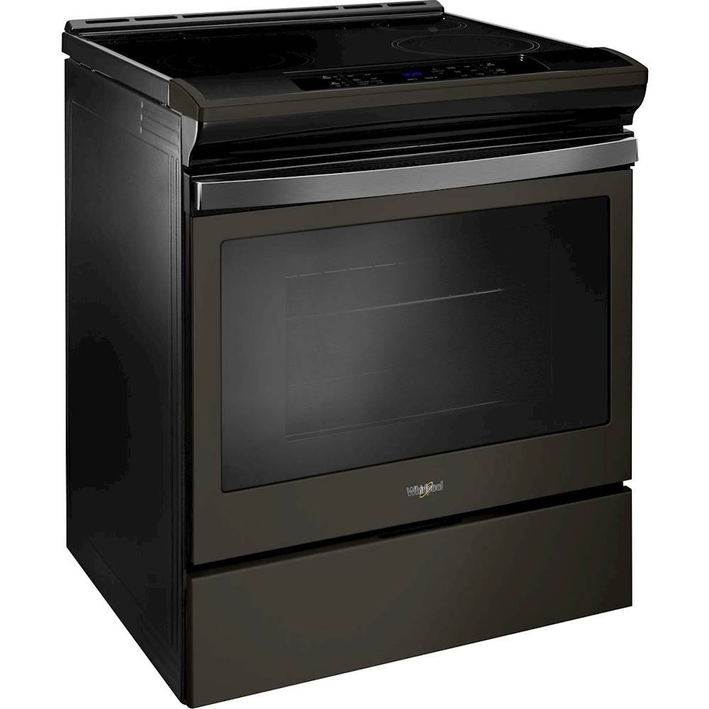 Angle View: Whirlpool - 4.8 Cu. Ft. Self-Cleaning Slide-In Electric Range - Black stainless steel