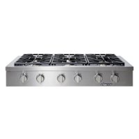 Dacor - Professional 48" Built-In Gas Cooktop with 6 burners with SimmerSear , Natural Gas - Silver Stainless Steel - Front_Zoom